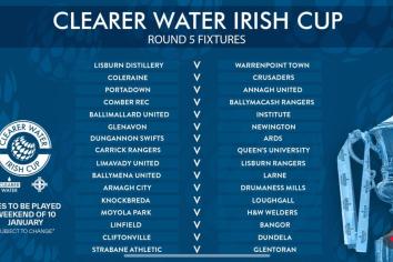 Coleraine home to Crusaders in the fifth round of Irish Cup